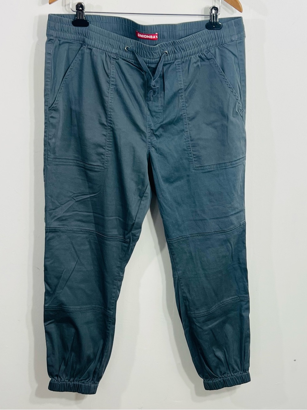 Union Bay Utility Pull On Gray Pants Wide To Tapered Jogger Style Hem Size XXL
